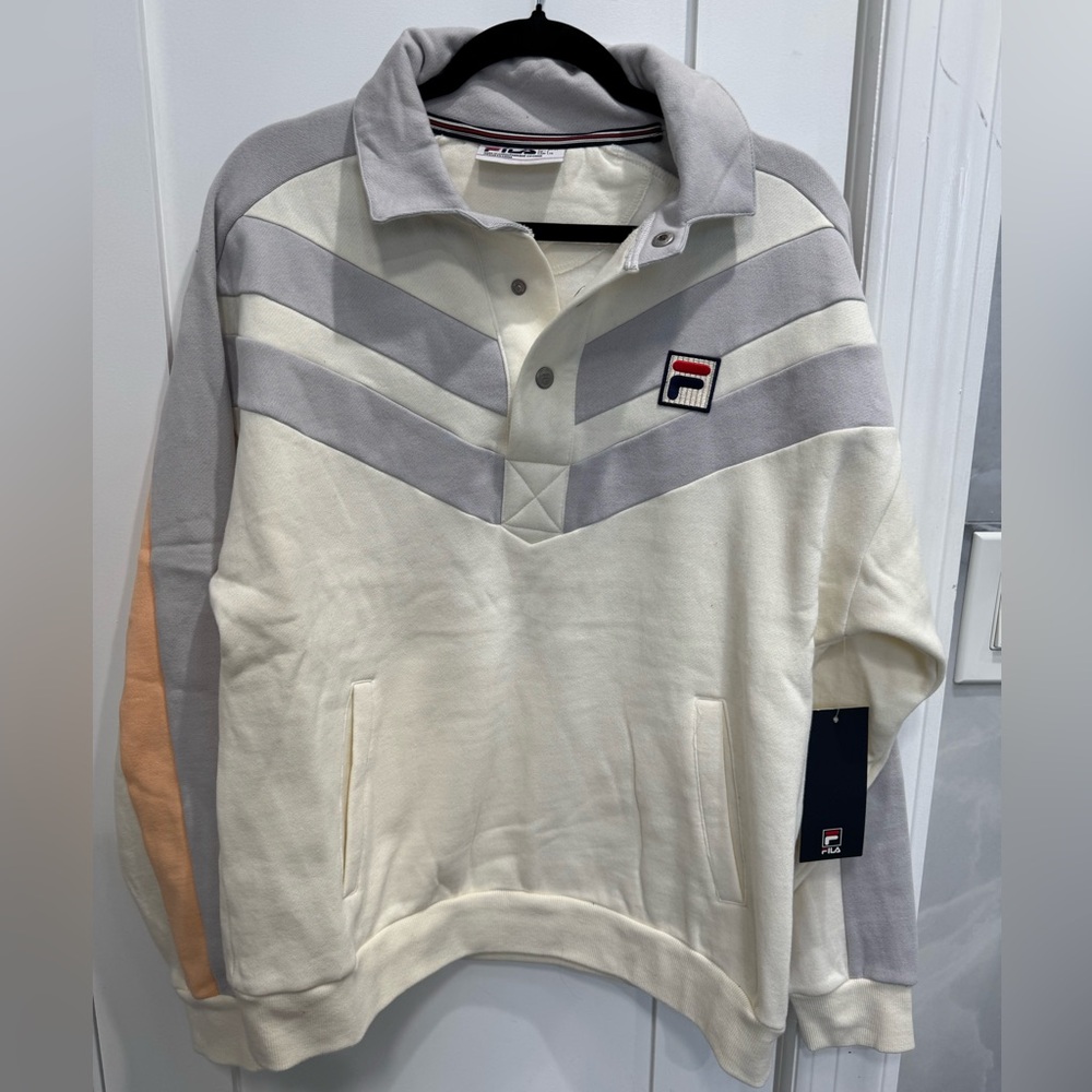 Fila Men's Cream and Gray Sweatshirt